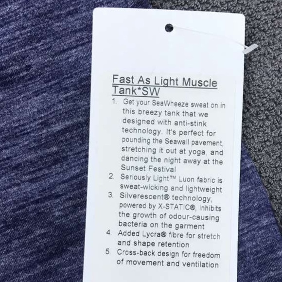 Lululemon *Rare* Seawheeze fast as Light Muscle Tank sz 10 nwot - Picture 2 of 7